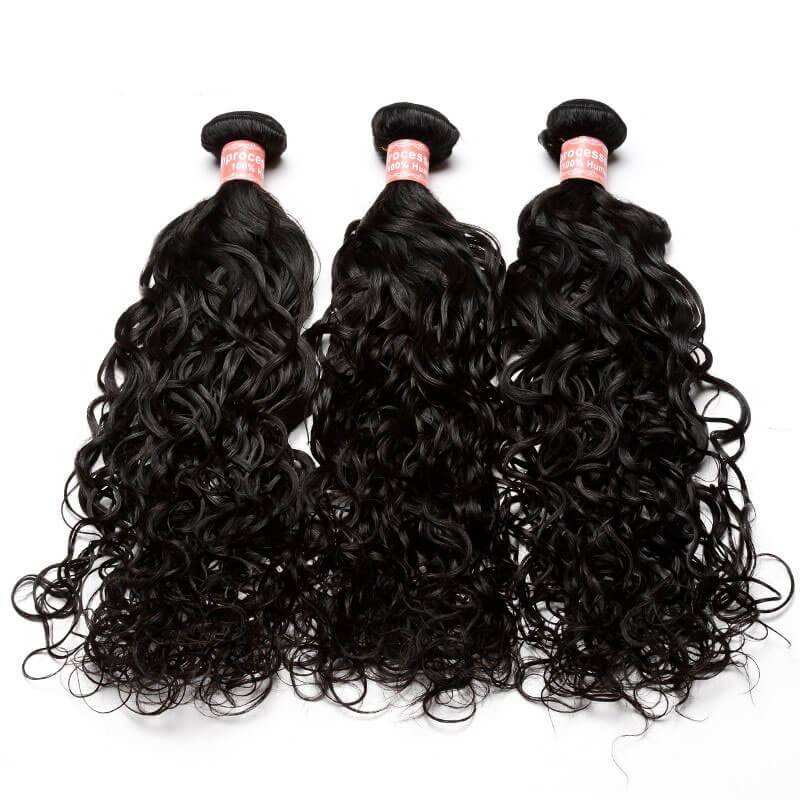 3 Bundles Indian Remy Human Hair Water Wet Wave Hair Weave Natural Color