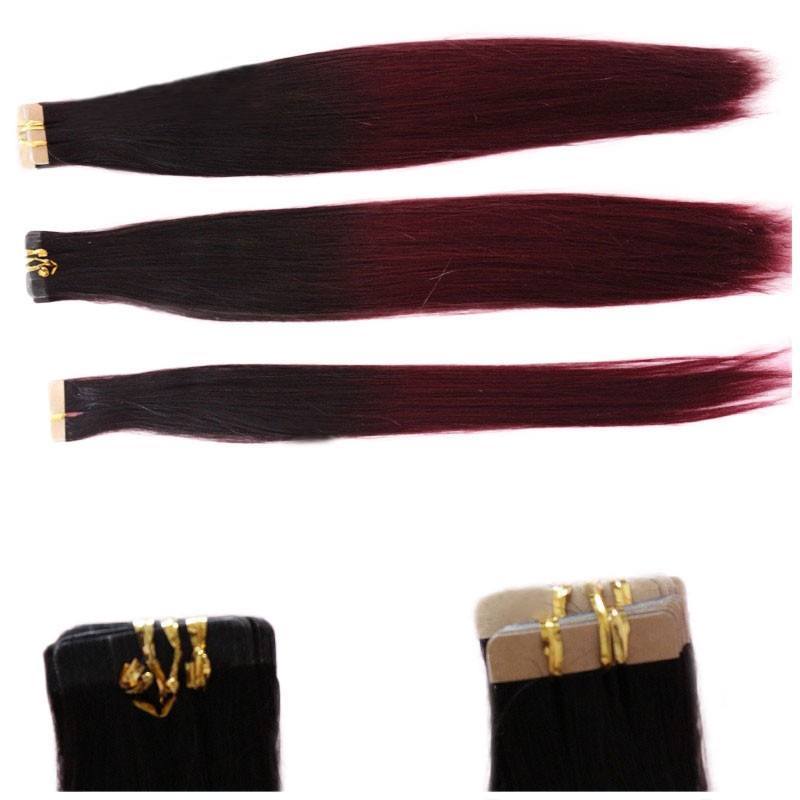 1bT99J Ombre Virgin Hair Tape In Hair Extensions Two Tone Brazilian Hair Weave Best Quality Top Grade Hair Weave