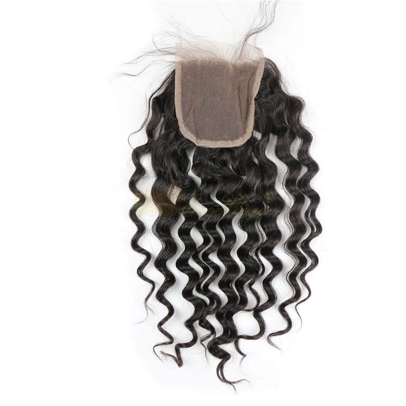 Excellent Loose Deep Wave Swiss Lace Closure  Bleach Knots  4*4  Unprocessed Human Remy Hair Brazilian Hair 120% density