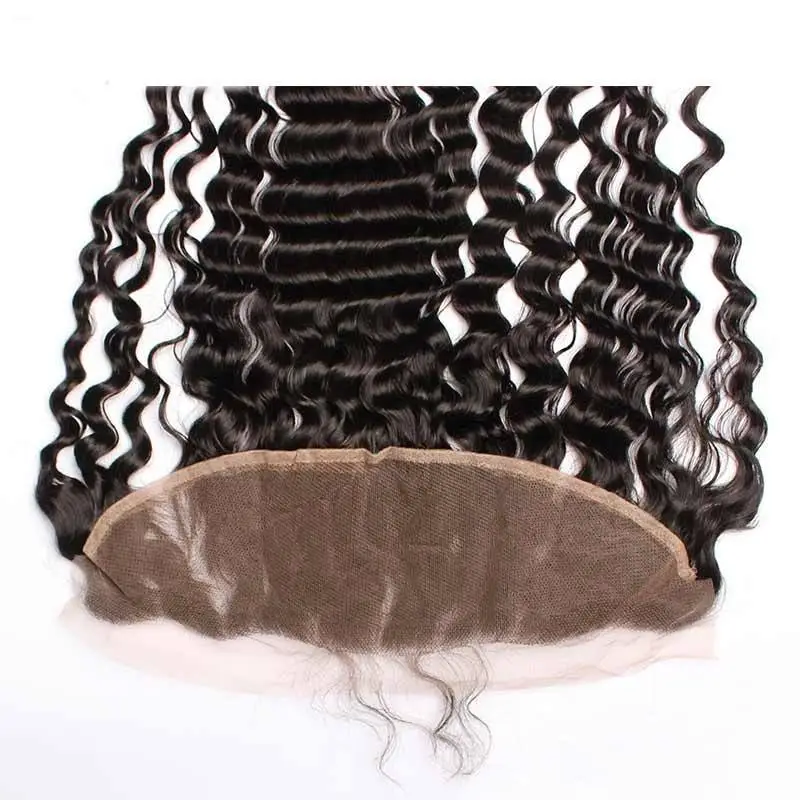 Deep Wave Brazilian Hair 13x4 Lace Frontal Free Part Human Hair Closure with Baby Hair