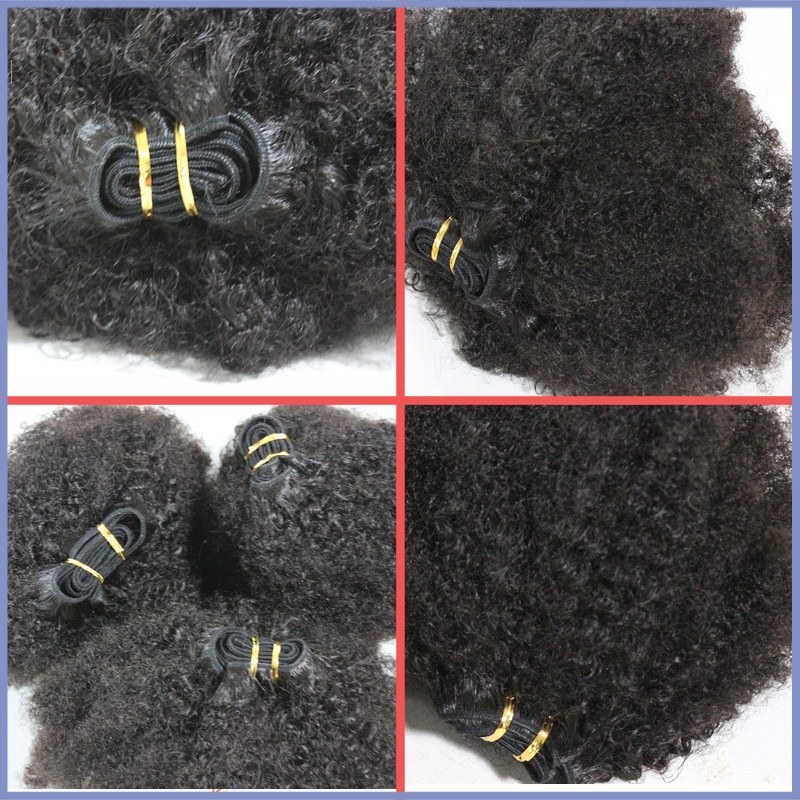 8A Grade 3pcs Lot  Mongolian Afro Kinky Curly Virgin Hair 100% Human Hair Weaves Natural Black Afro Hair Bundles