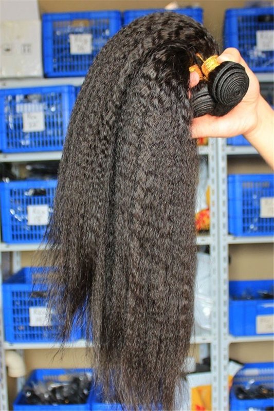 Natural Color Kinky Straight Malaysian Virgin Human Hair Weave 4 Bundles