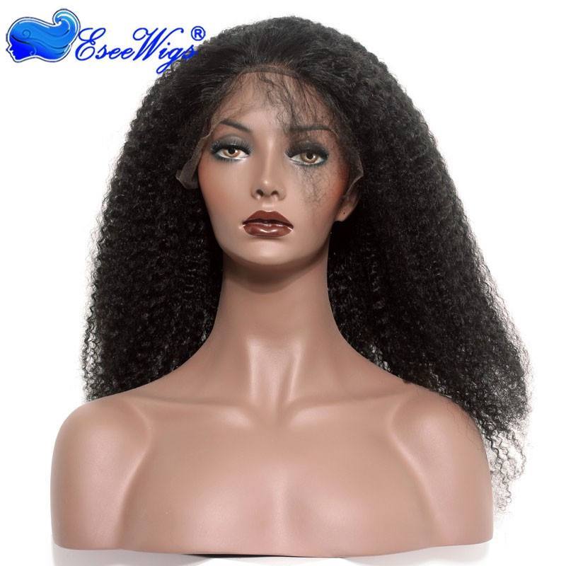 Glueless Silk Top Full Lace Wigs Afro Kinky Curly Peruvian Virgin Human Hair Wig With Baby Hair