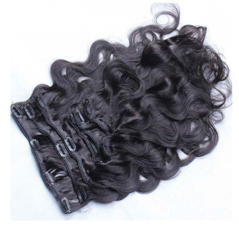 Clip In Human Hair Extensions Body Wave Brazilian Virgin Hair Natural Color