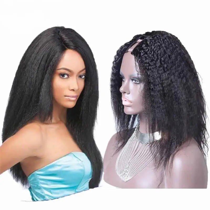 Kinky Straight Brazilian Virgin Human Hair U Part Wigs 8-24 in stock