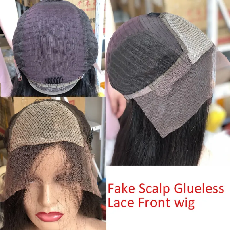 Fake Scalp Black Color Wave Pre Plucked Virgin Cuticle Aligned Hair Lace Front Wigs For Black Women Pre Plucked Hairline150 Den