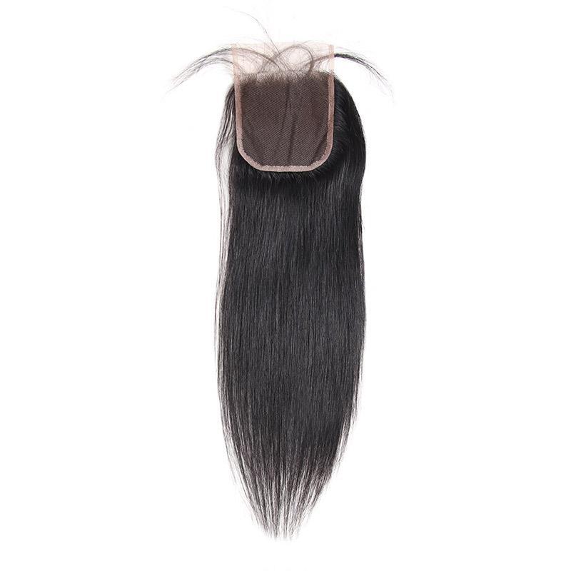 Indian Straight 4 Bundles With 4*4 Lace Closure Virgin Human Hair