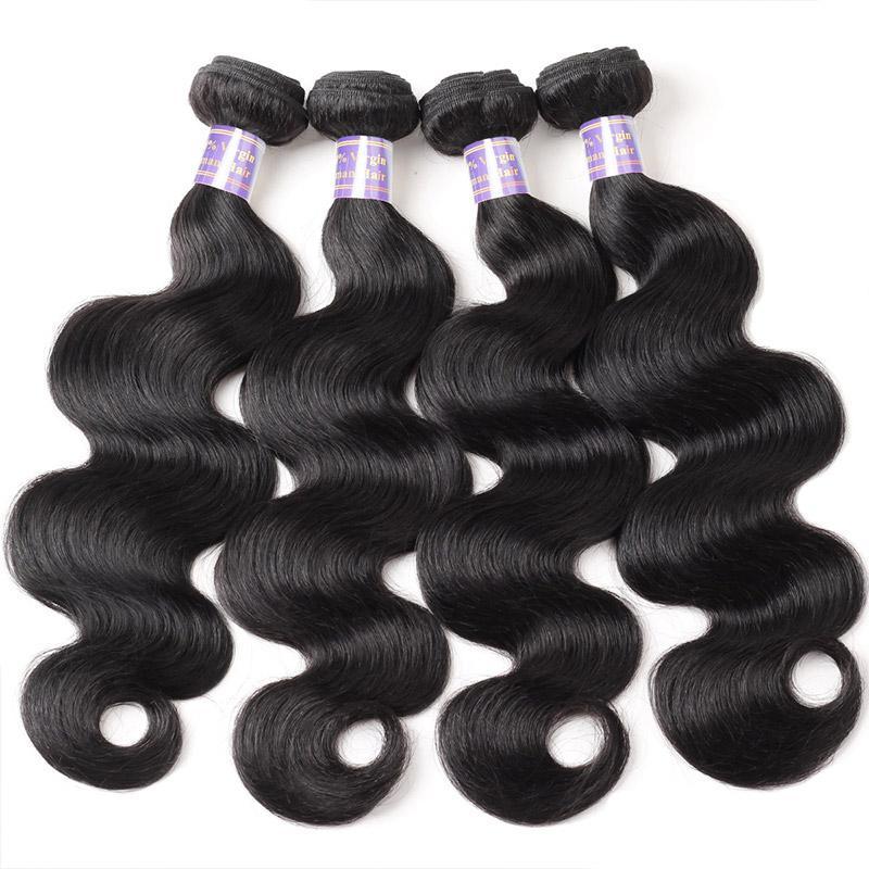 Malaysian Body Wave 4 Bundles with 4*4 Lace Closure Virgin Human Hair