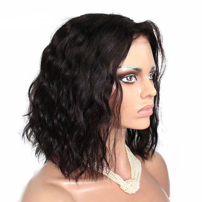 Short Bob Wigs For Black Women Human Hair Wavy Glueless Lace front wig With Baby hair