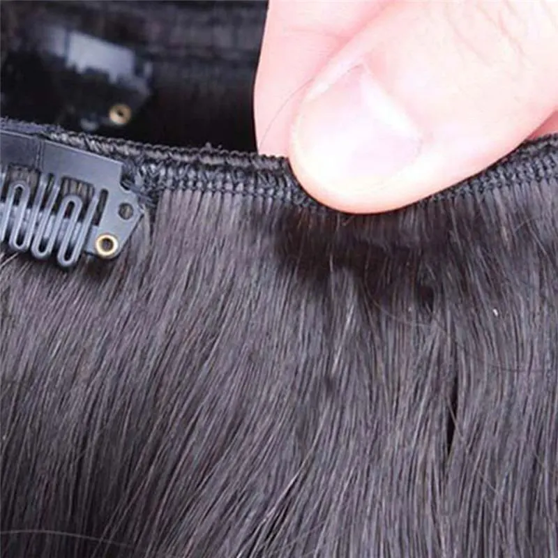 Clip In Human Hair Extensions Silky Straight Indian Remy Hair Natural Color