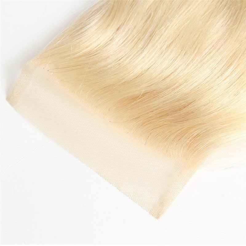 Blonde Lace Closure 613# Bleached Knots Free/Middle/3 Part Unprocessed Virgin Brazilian Remy Blonde Hair Stock 4x4 inch