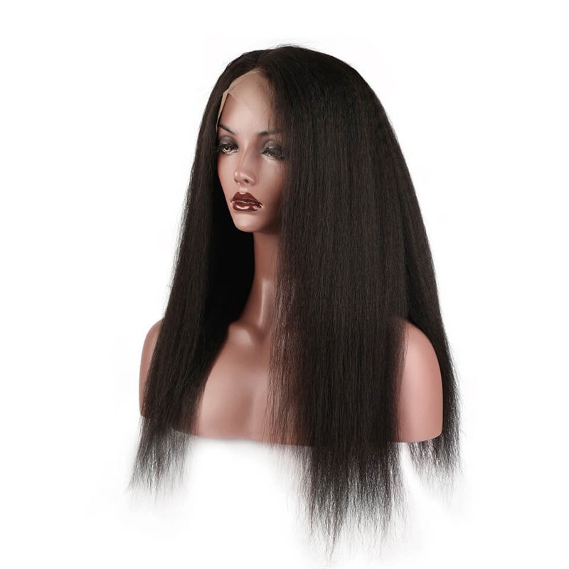 300% Density Wigs Kinky Straight Natural Hair Line for Black Women Pre-Plucked Glueless  Front Wigs