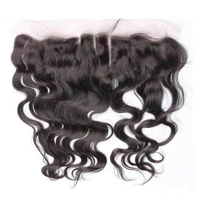Natural Color Body Wave Indian Remy Hair Lace Frontal Closure 13x4inchs