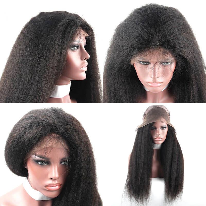 300% Density Wigs Kinky Straight Glueless Human Hair Lace Front Wigs Natural Hair Line for Black Women