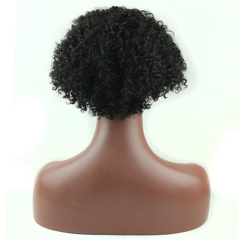 Short Afro Kinky Curly Wig Human Hair 130% Density Short Wig for Women (Natural Black)