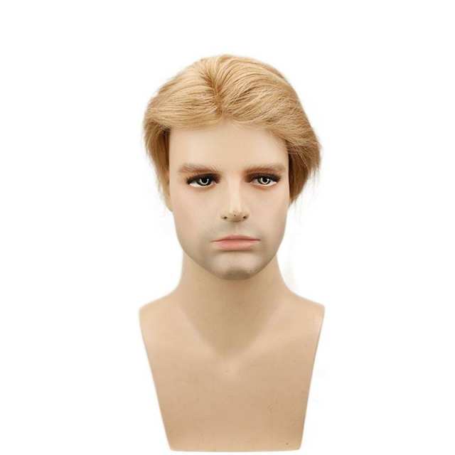 21# Blonde Mens Hair Replacement System Toupee Whole PU Base 10x8 Natural Straight Brazilian Remy Human Hair Piece