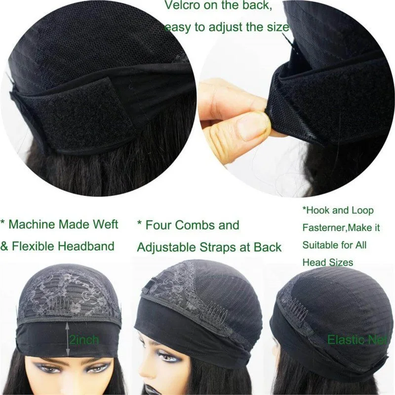Headband Human Hair Wigs Body Wave Brazilian Remy Hair Head Band Half Wig Full Machine Made Glueless 150 Density For Black Women