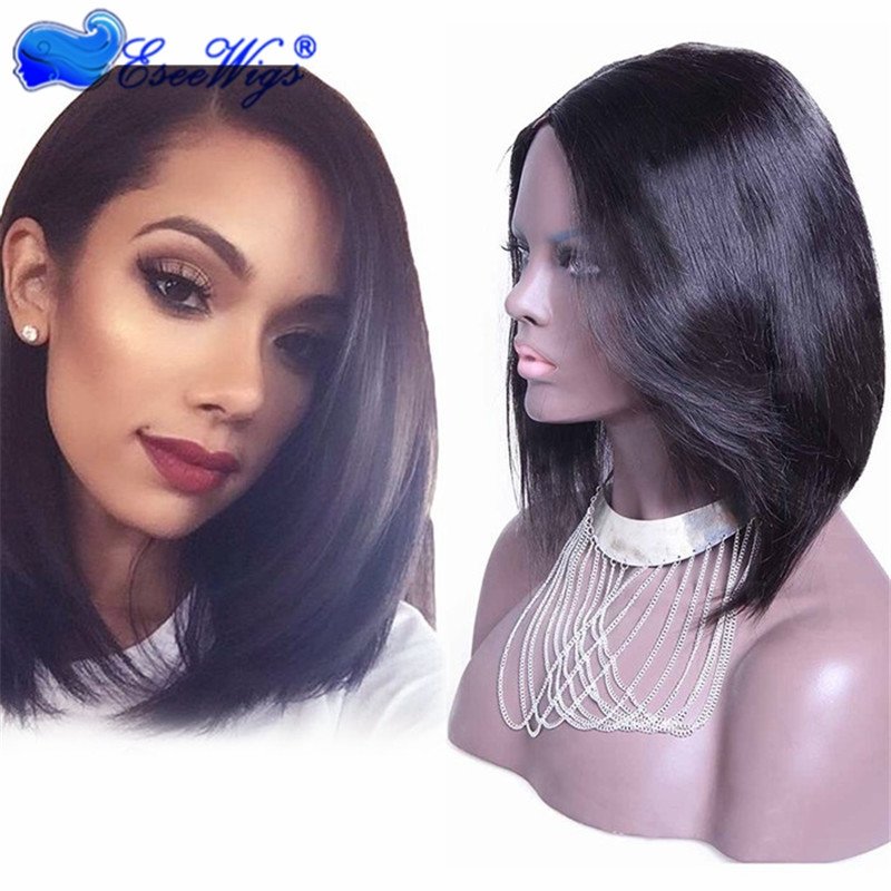 Short Bob Brazilian Virgin Hair Lace Wig U Part Lace Front Wig Straight