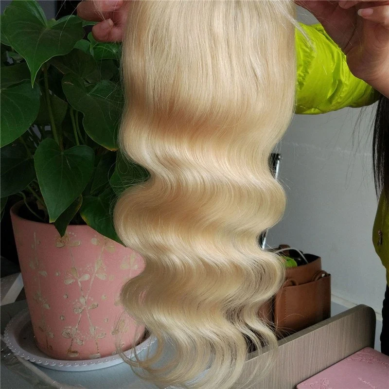 613 Blonde Lace Closure 4x4 Body Wave Brazilian Virgin Remy Human Hair with Baby Hair