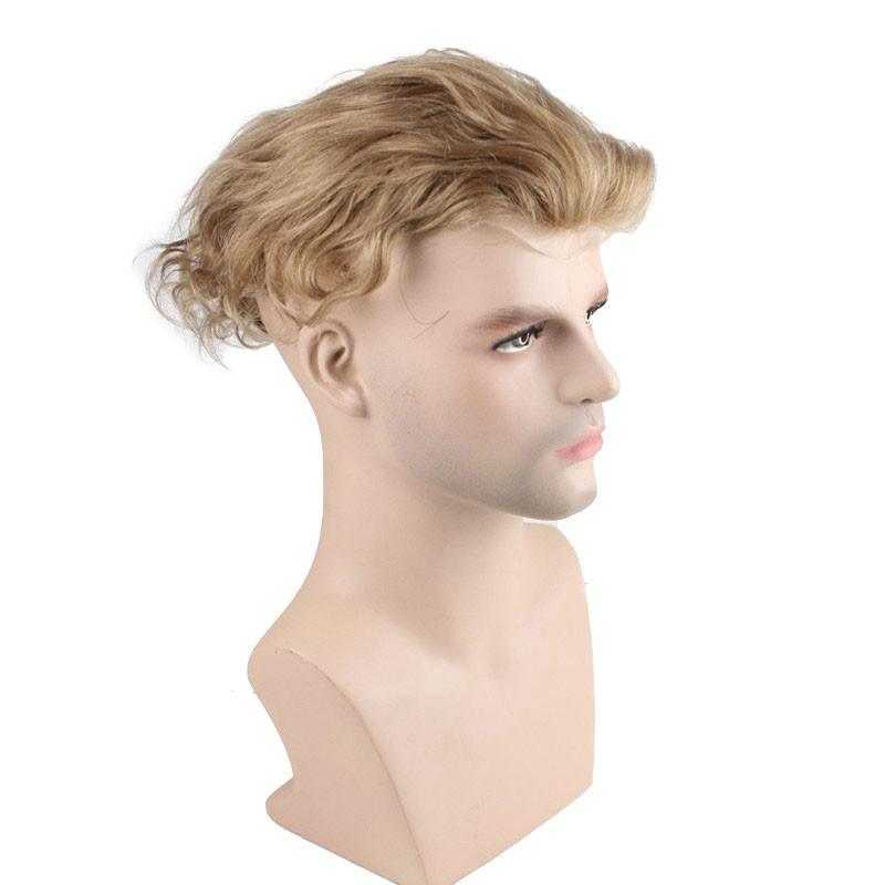 Blonde Toupee Hairpiece Human Hair Toupee Wig Super Thin Skin Hair Replacement (#21 Ash Blonde)