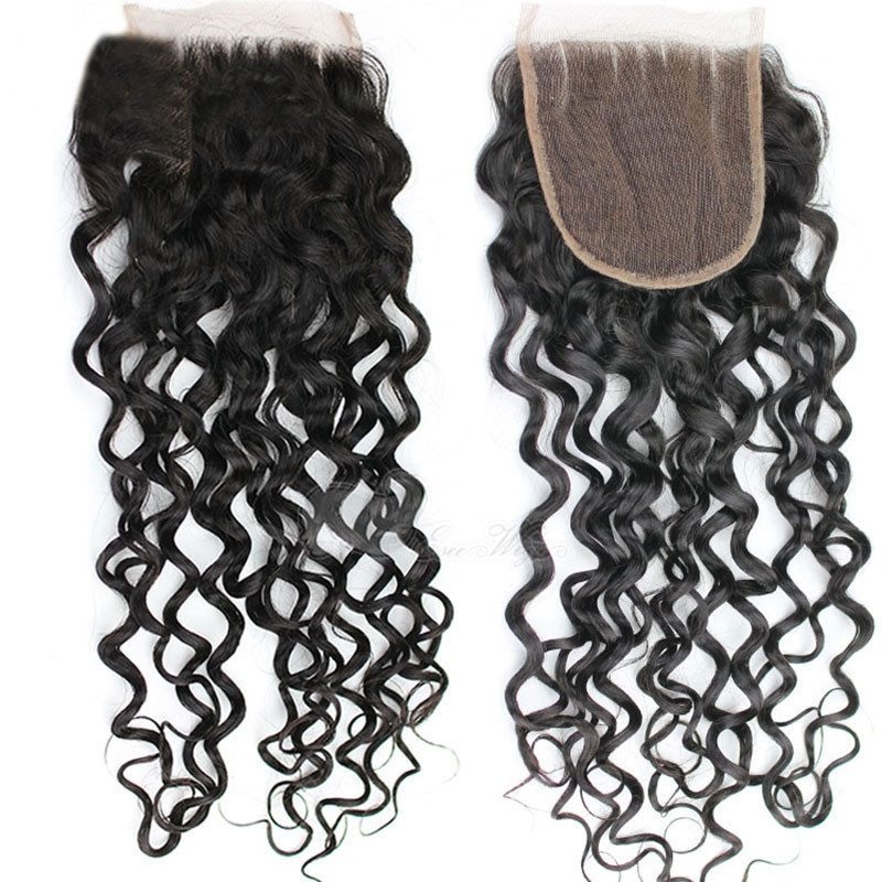 Vietnamese Remy Hair Lace Closure Deep Curly 4X4 1B Color Density 120%