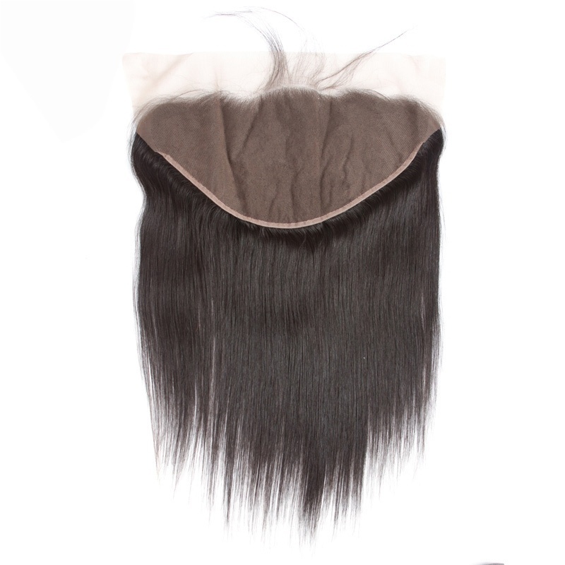 13X6 Human Hair Peruvian Virgin Hair Lace Frontal Closure Straight Natural Color Density 130% In Stock