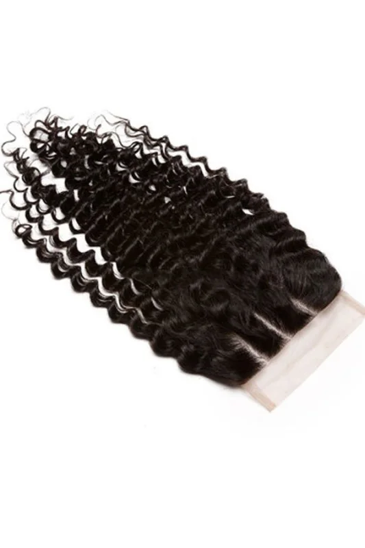 Indian Human Hair Kinky Curly Lace Closure 4x4 inchs Natural Color
