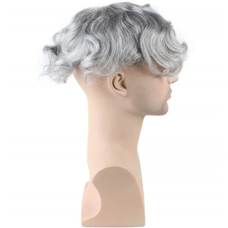 French Lace  20% 1B Black Color Mixed 80% Grey Hair Replacement  Hairpiece For Men 8X10inch Mono Lace With PU Toupee