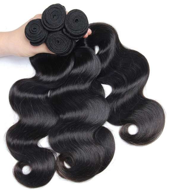 Natural Color Body Wave Indian Remy Human Hair Extensions Weave 3 Bundles