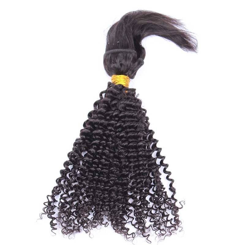 Kinky Curly Braid In Bundles Human Hair Natural Color Hair Weaves 3 Pieces