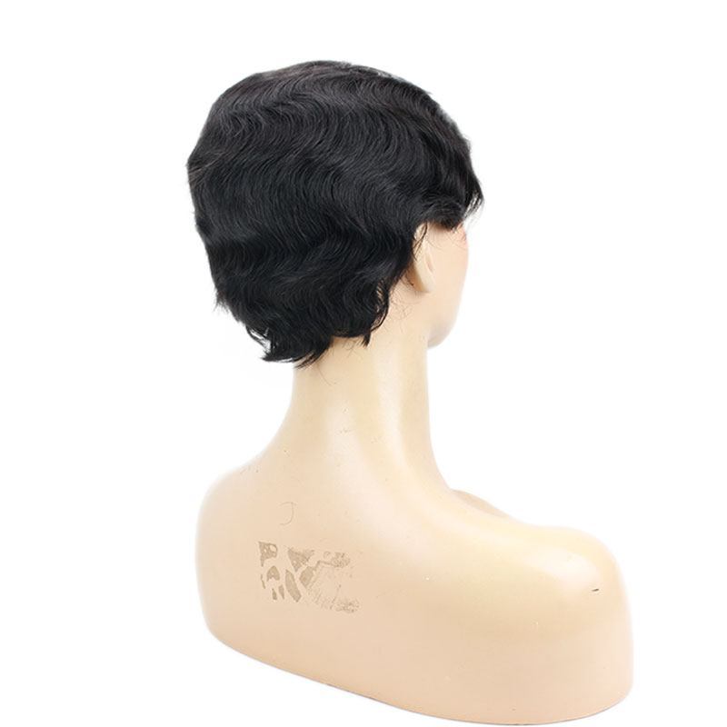 Ocean Wave Short Human Hair Wigs Natural looking Full Machine Made None Lace Replacement Wig for Women