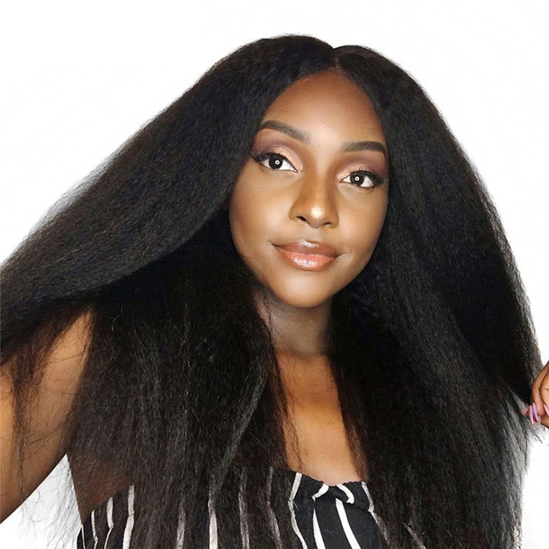 Human Hair Afron Kinky Straight Hair Clip In Hair Extensions Natural Color