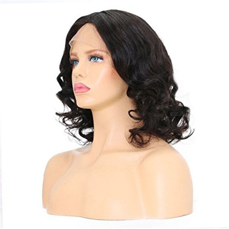 Eseewigss Brazilian Remy Human Hair Lace Front Wigs Glueless Short Bob lace Front Wig Layered Wavy Hairstyle Lace Wigs With Baby Hair