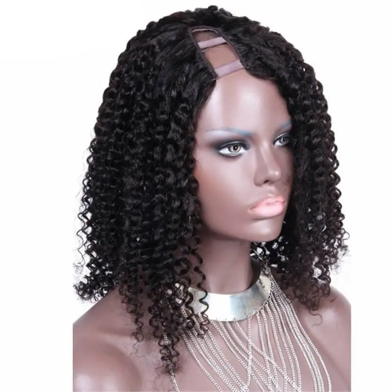 Kinky Curly Mongolian Virgin Human Hair U Part Wigs For Sale 8-24 in stock