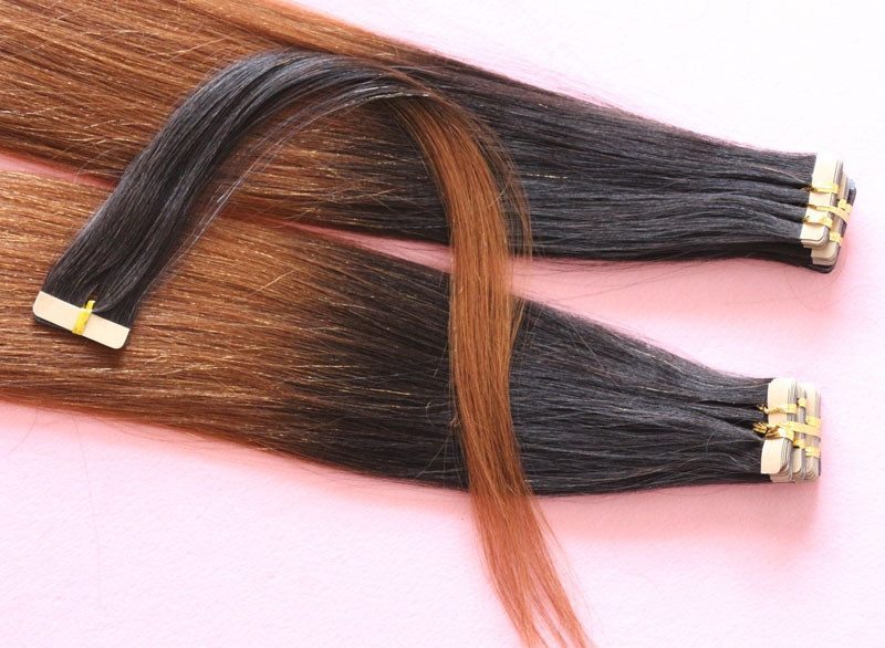 Tape Hair Ombre Virgin Brazilian Tape Hair Extension Human Hair Straight 2 Tone Hair Extensions