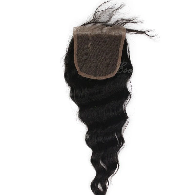 Malaysian Human Remy Hair Loose Wave Closure Bleached Knots Closure Swiss Lace 4*4 Middle Free Part Lace Closure
