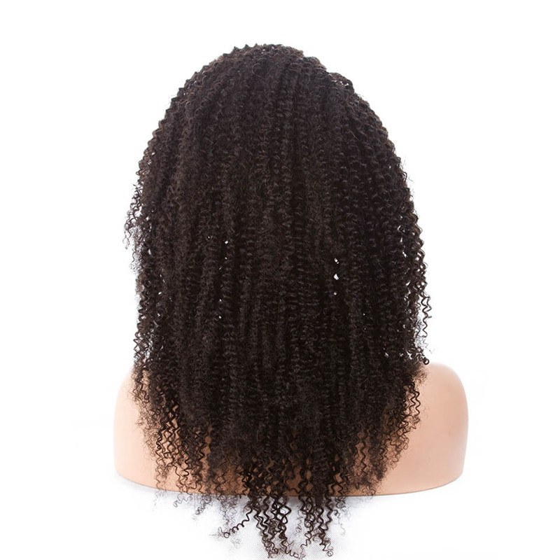 300% Density Kinky Curly Pre-Plucked  Wigs Malaysian Virgin Hair Lace Front Wigs Natural Hair Line