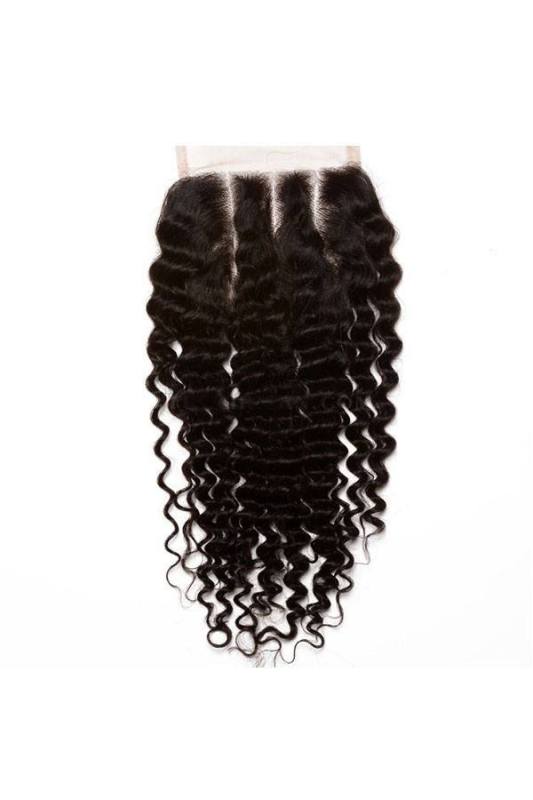 Indian Human Hair Kinky Curly Lace Closure 4x4 inchs Natural Color