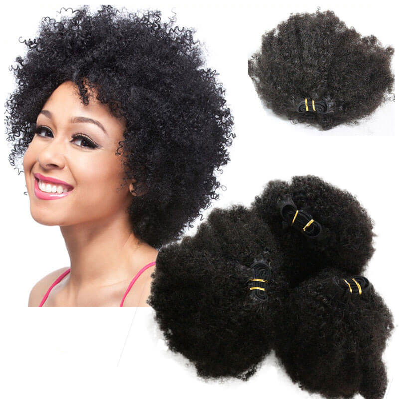 8A Grade 3pcs Lot  Mongolian Afro Kinky Curly Virgin Hair 100% Human Hair Weaves Natural Black Afro Hair Bundles