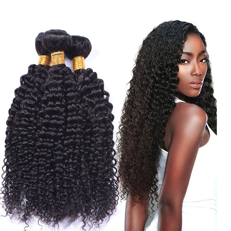 Natural Color Malaysian Remy Hair Kinky Curly Hair Weave 3 Bundles