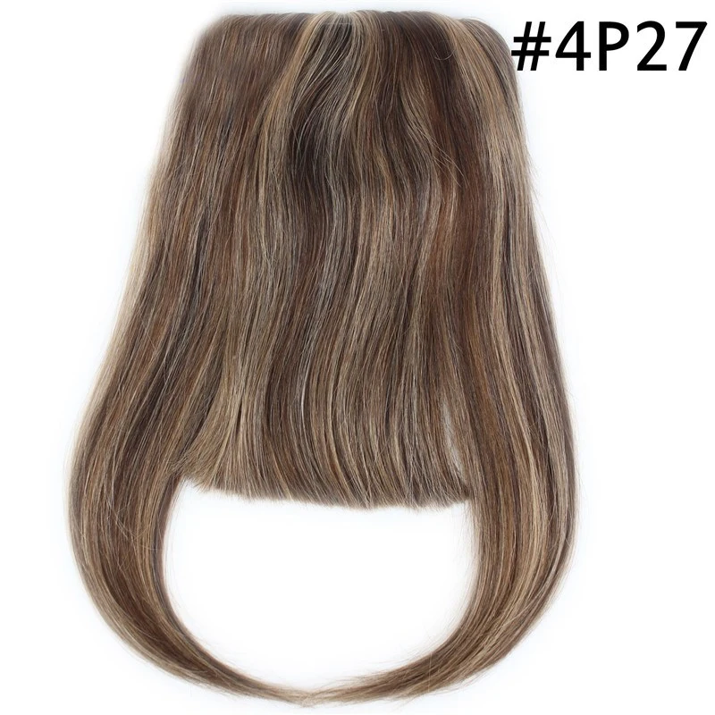 100% Human Hair Bangs Extensions Straight  European Hair Machine Weft with Combs Hair bangs Clip-in Full Fringe 6-8inch