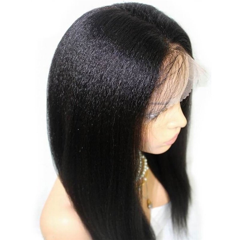 Light Yaki Straight Brazilian Full Lace Wigs Human Hair With Baby Hair Pre Plucked Hairline Bleached Knots Non Remy Hair
