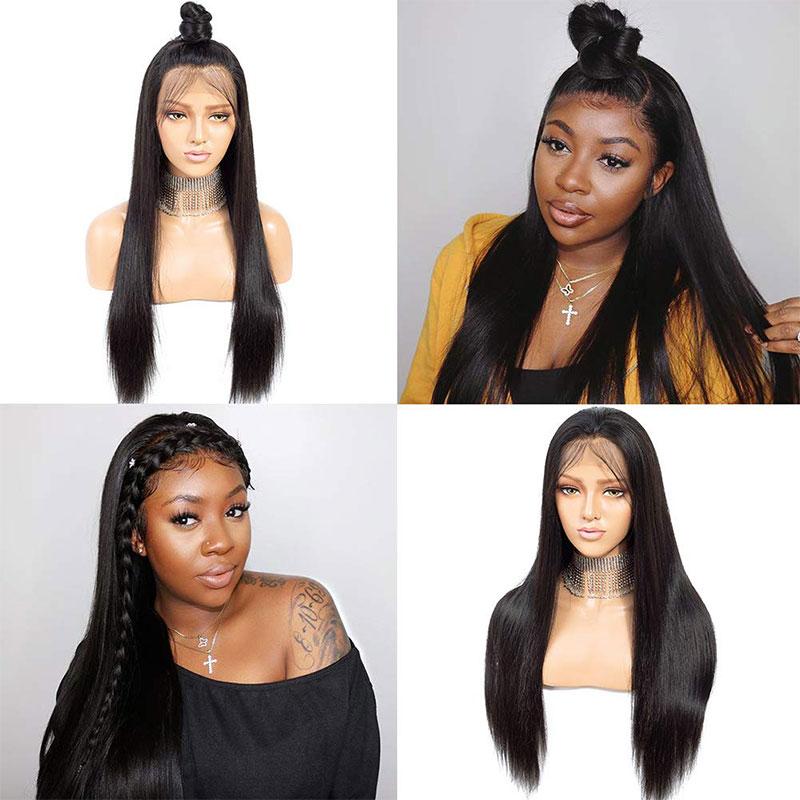 Pre-Made Fake Scalp Glueless Full Lace Wigs Human Hair With Pre Plucked Baby Hair Brazilian Straight