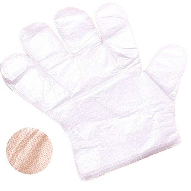 100pcs Transparent Disposable Glove for Hairdressing and Food Handling