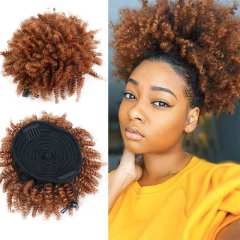 3B 3C Clip In Brazilian Human Hair Kinky Curly Ponytail Extensions Natural Color