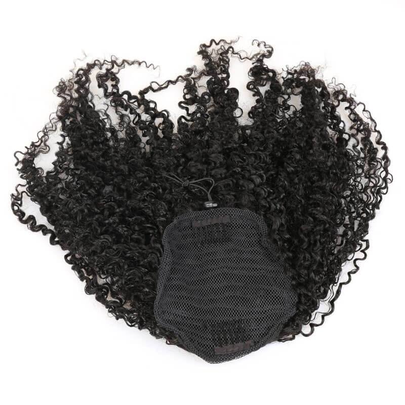 3B 3C Clip In Brazilian Human Hair Kinky Curly Ponytail Extensions Natural Color