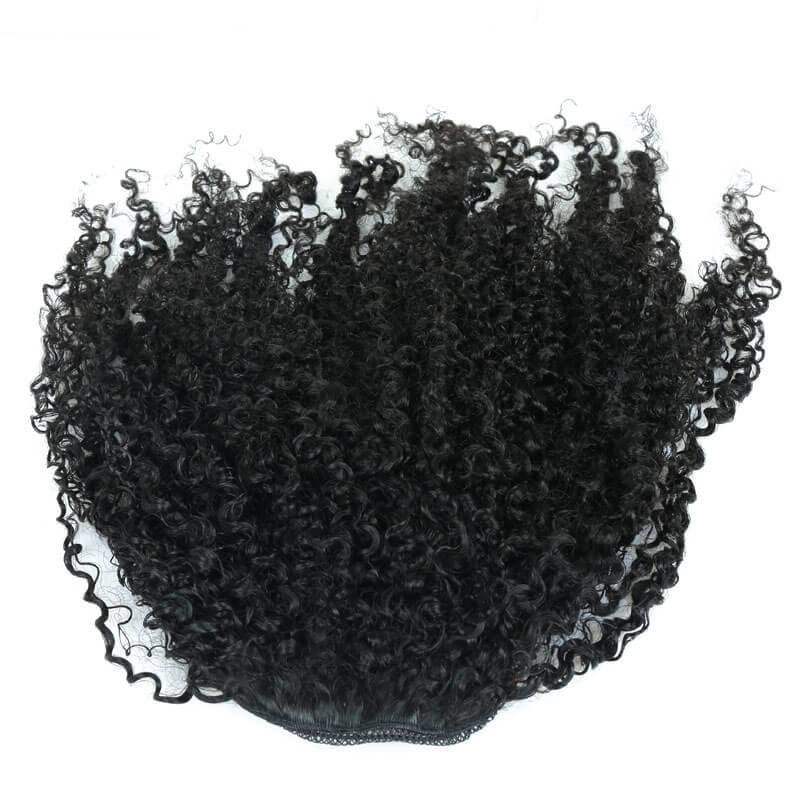 3B 3C Clip In Brazilian Human Hair Kinky Curly Ponytail Extensions Natural Color