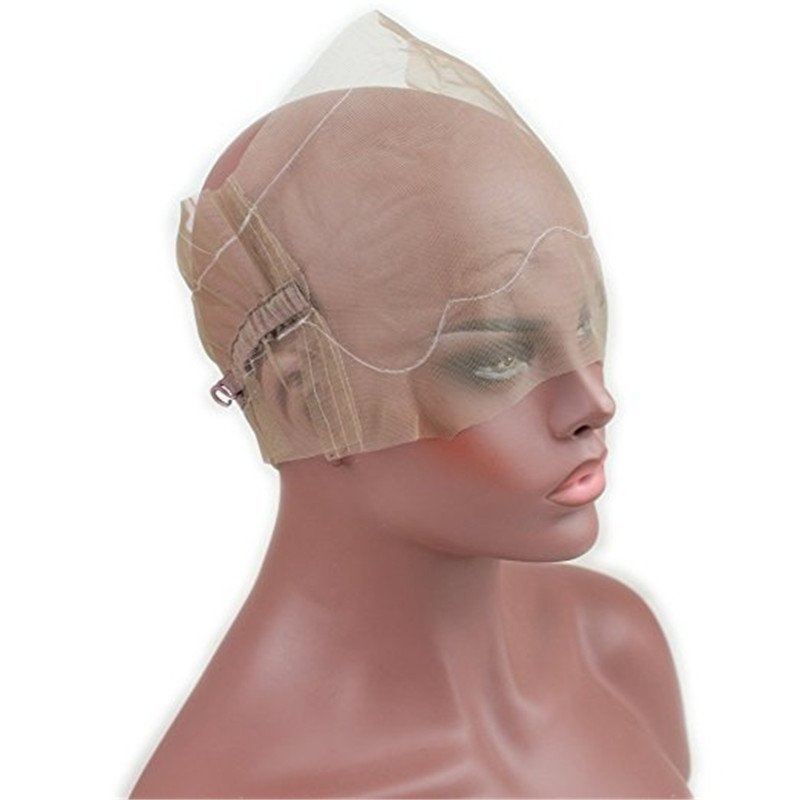 360 Full Lace Wig Cap for Making Wigs Swiss and French Lace Hair Net with ear to ear Stretch Medium Brown Color for Wig Making