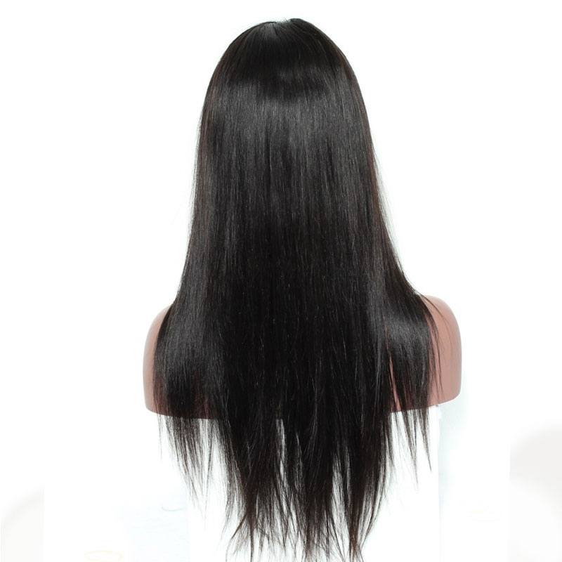 Affordable Full Lace Wigs With Baby Hair Brazilian Natural Straight 100% Virgin Human Hair Swiss Lace With Bleached Knots Natural Hairline