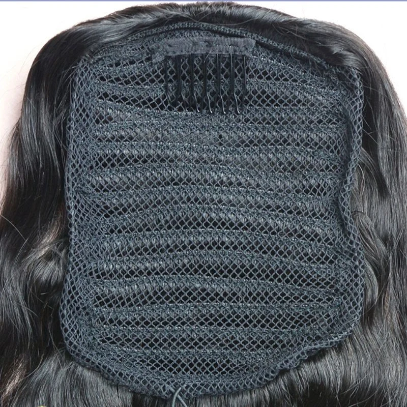 Ponytail Wrap Hair Extension Natural Black Hair Clip In ponytail 7A Brazilian Virgin Hair water wave